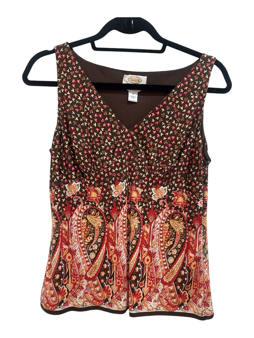 Talbots Floral Paisley Pure Silk 100% Sleeveless Blouse - Size 8